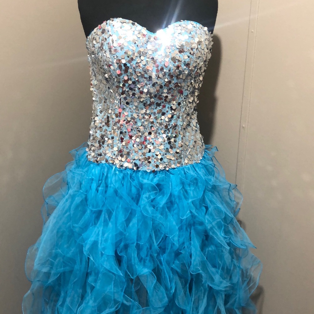 Alleys collection sequin dress turquoise small